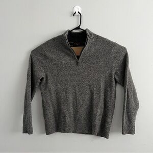 Black Brown 1826 Grey Winter Fall Lambswool Quarter zip Pullover - Large